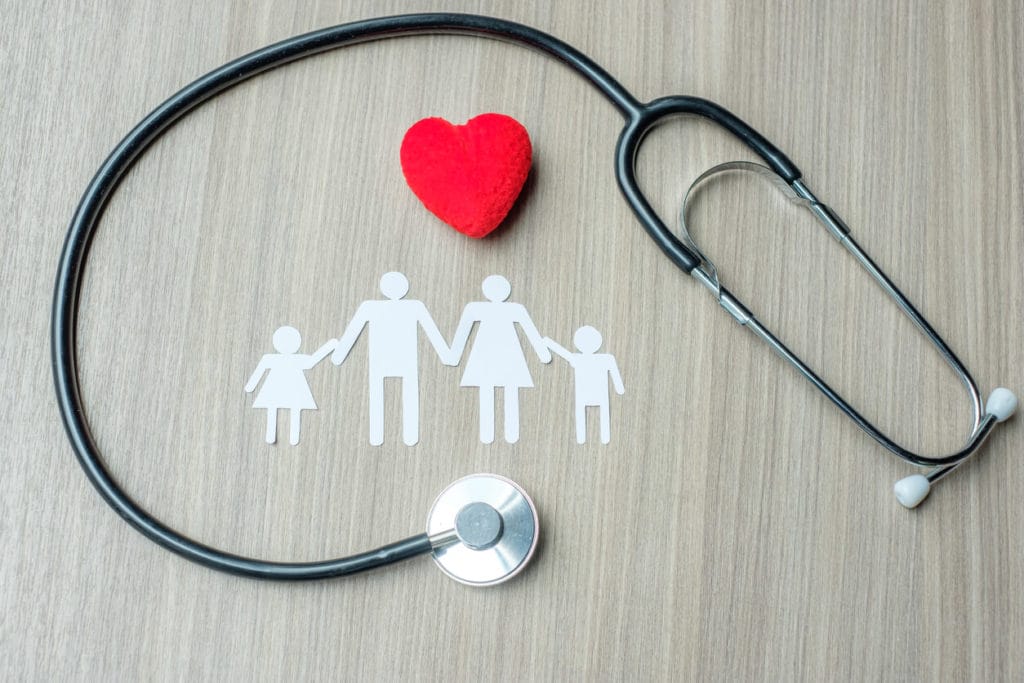 Red heart, Family and Stethoscope Symbolizing patient-centered care